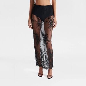 KBB by KAHLANA Women's 'The Illusion Lace Midi Skirt' - Black Medium